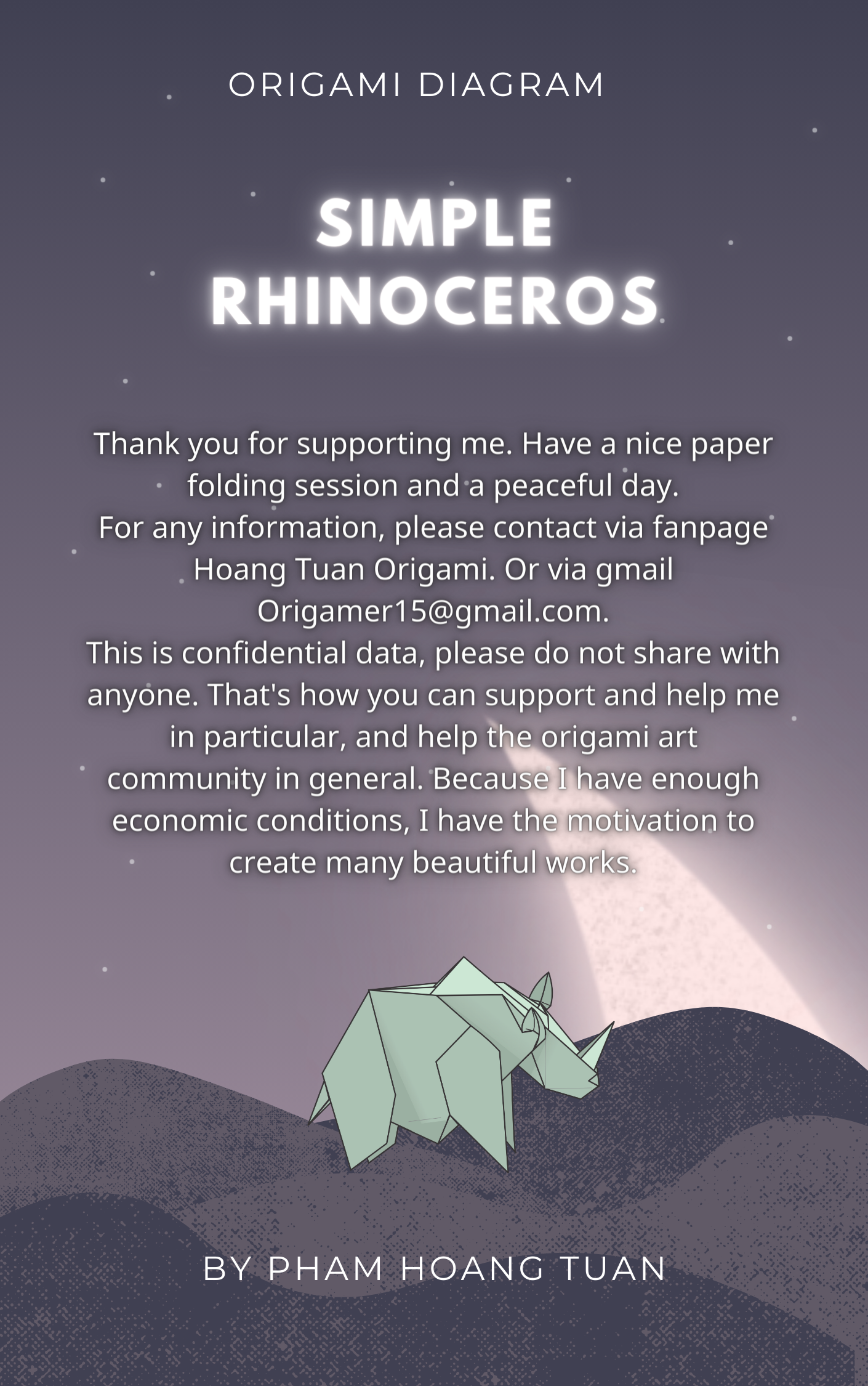 Origami Simple Rhino Instruction Diagram - Origami Rhinoceros Ebook