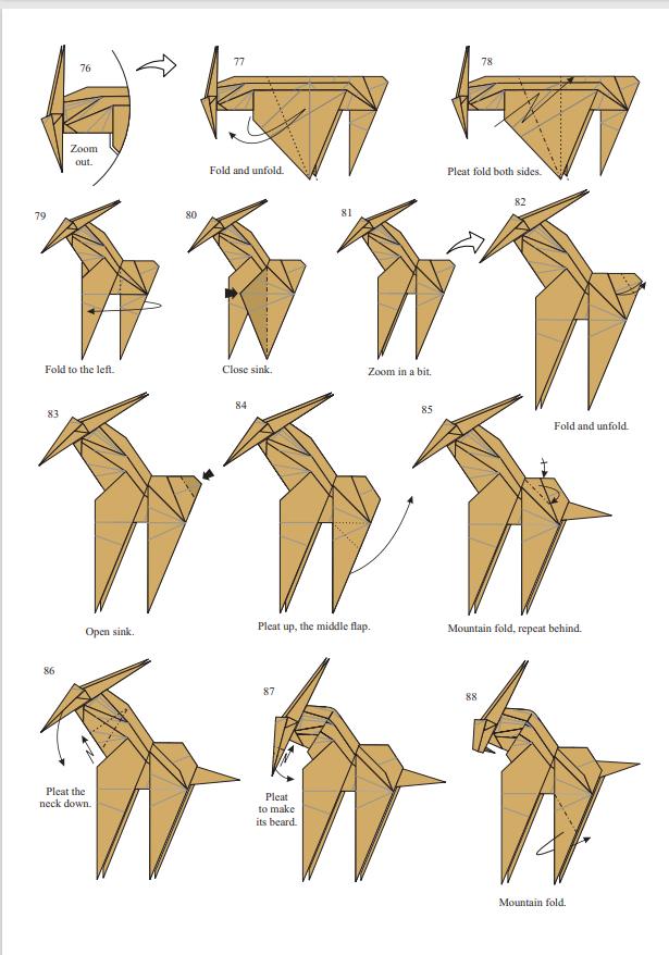 Origami Mountain Goat Instruction Diagram - Origami Goat Ebook