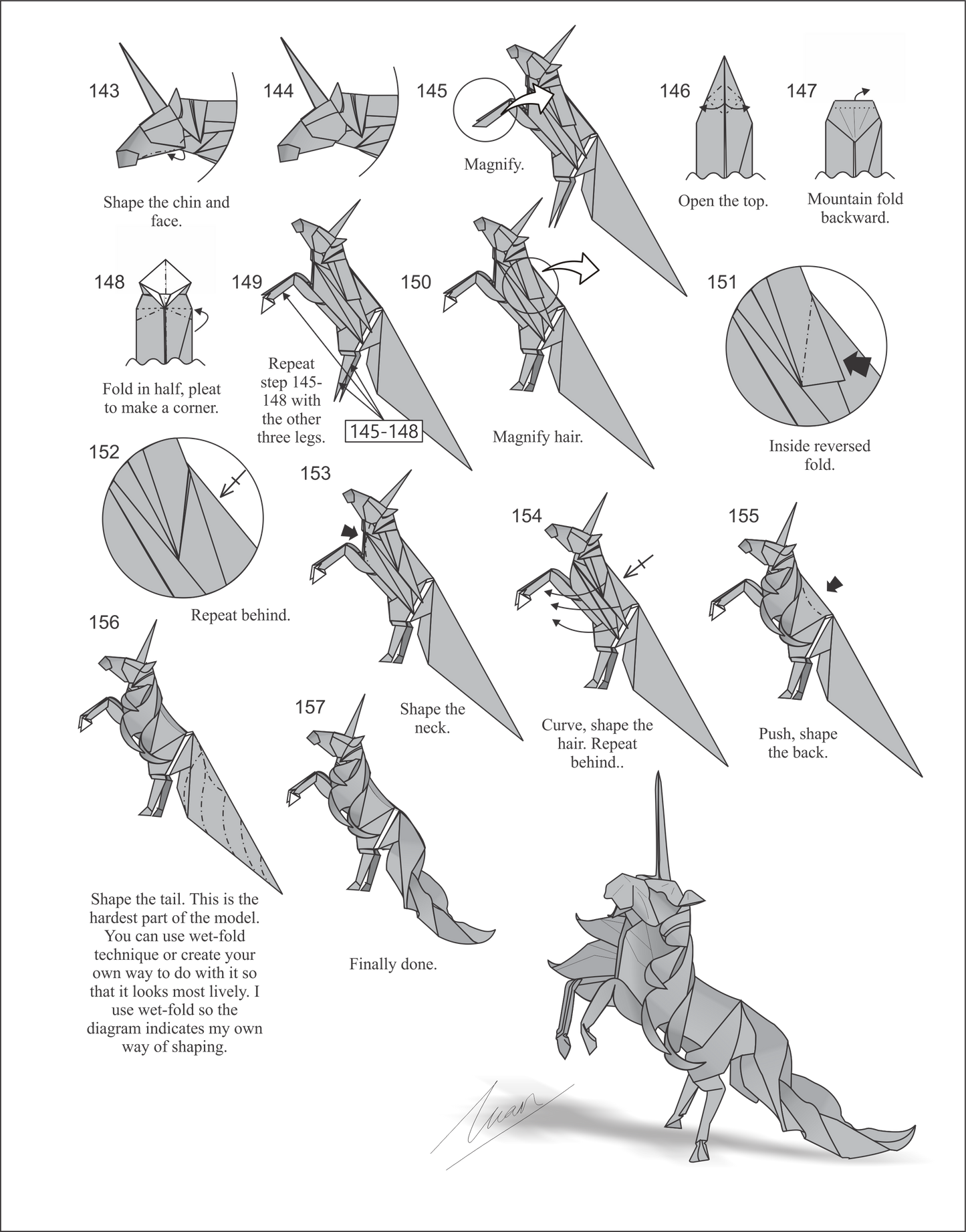 Origami Unicorn Diagram Instruction - Unicorn Ebook