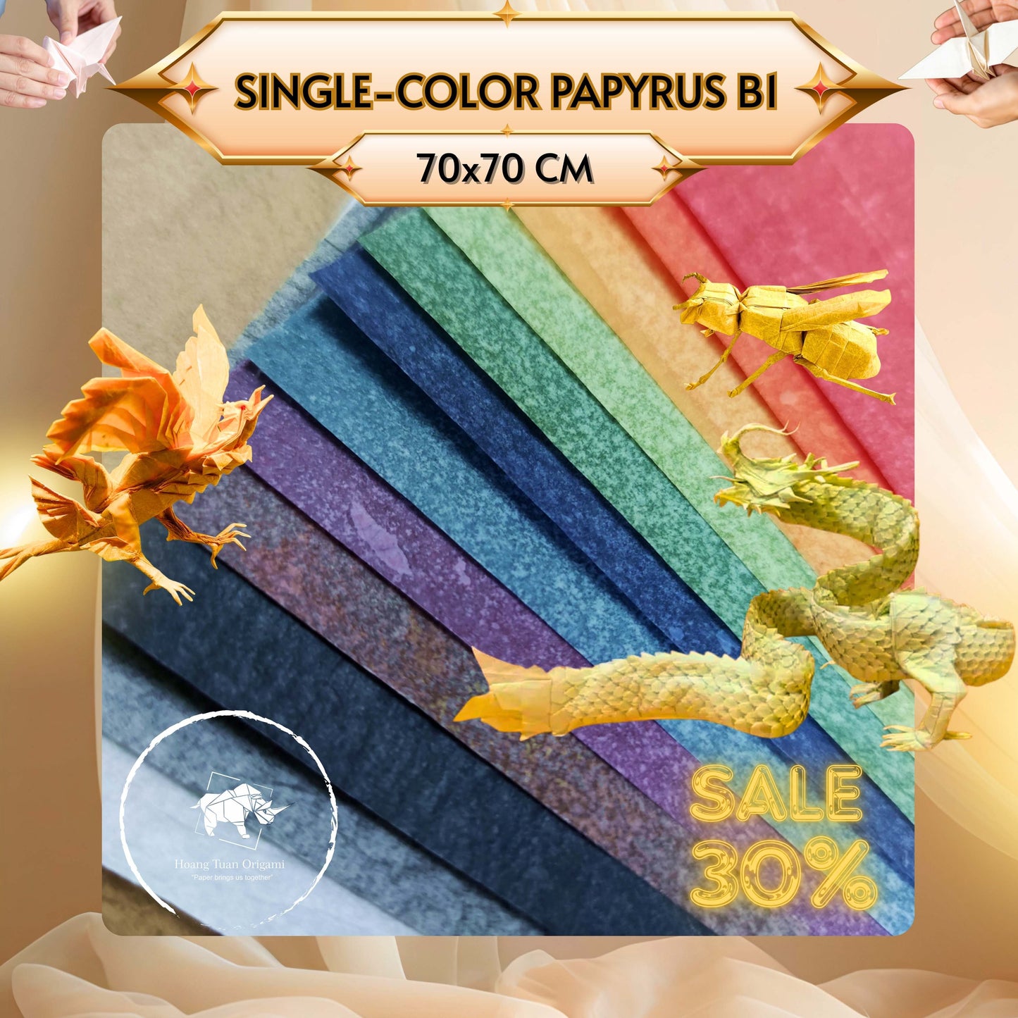 COMBO OF PAPYRUS PAPER B1 (13 COLORS)- Thin Paper 30gsm - Origami paper, gift wrapping.