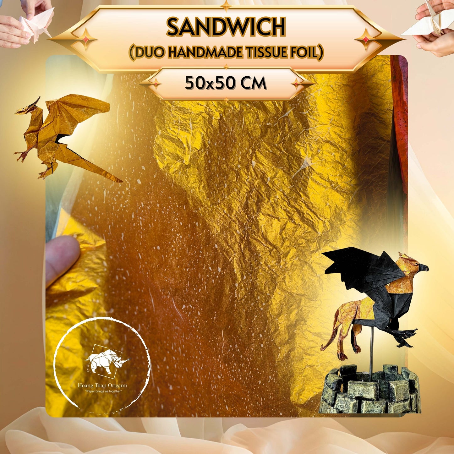Duo Tissue-foil Sandwich Paper- Sandwich Origami Paper