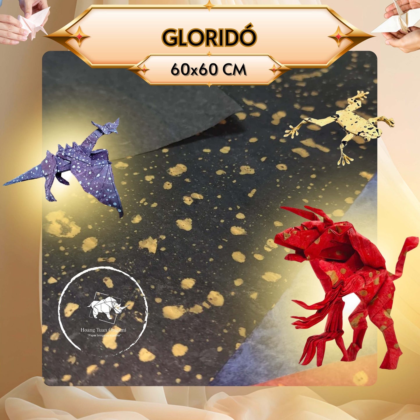 PACK OF 13 GLORIDO PAPER 60x60cm - Traditional splattered dó - Calligraphy paper