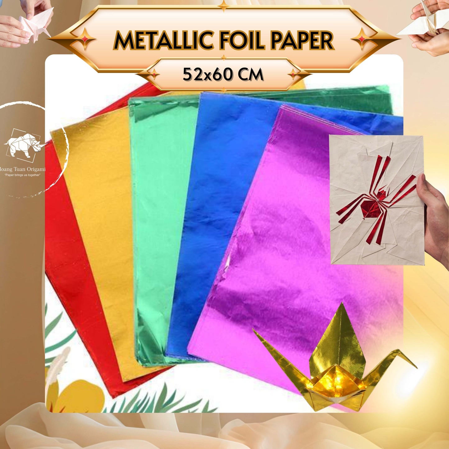 METALLIC TISSUE PAPER - Metallic Origami Paper- Gift wrapping