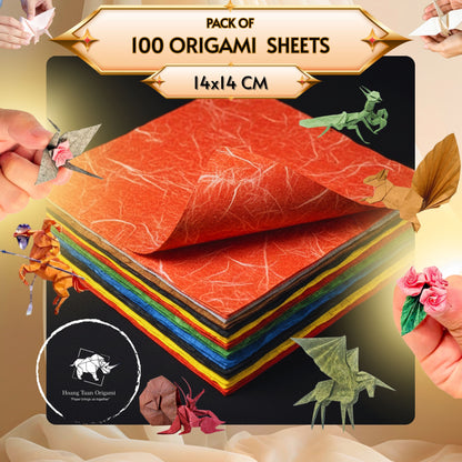 Package of 100 Unryu/ Papyrus papers- 14x14 cm - Origami paper