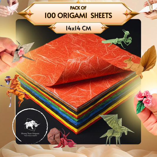 Package of 100 Unryu/ Papyrus papers- 14x14 cm - Origami paper