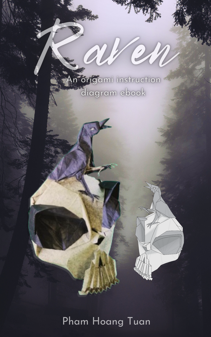Origami Raven Instruction Diagram - Raven on Skull from 1 paper ...