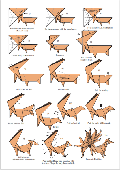 Origami Nine-tail Fox Instruction Diagram - Origami Huli Jing Ebook