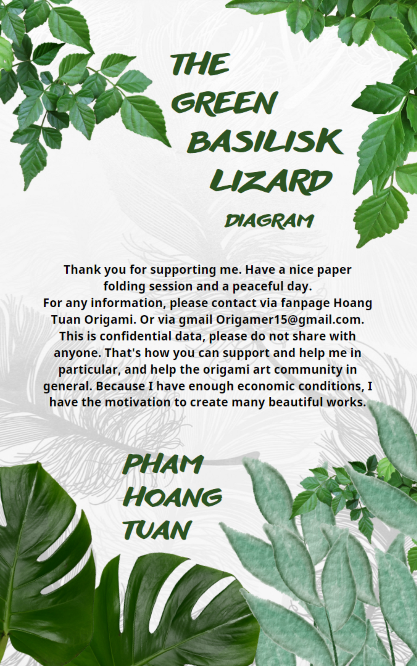 Origami Green Lizard Instruction Diagram - Basilisk Lizard Ebook