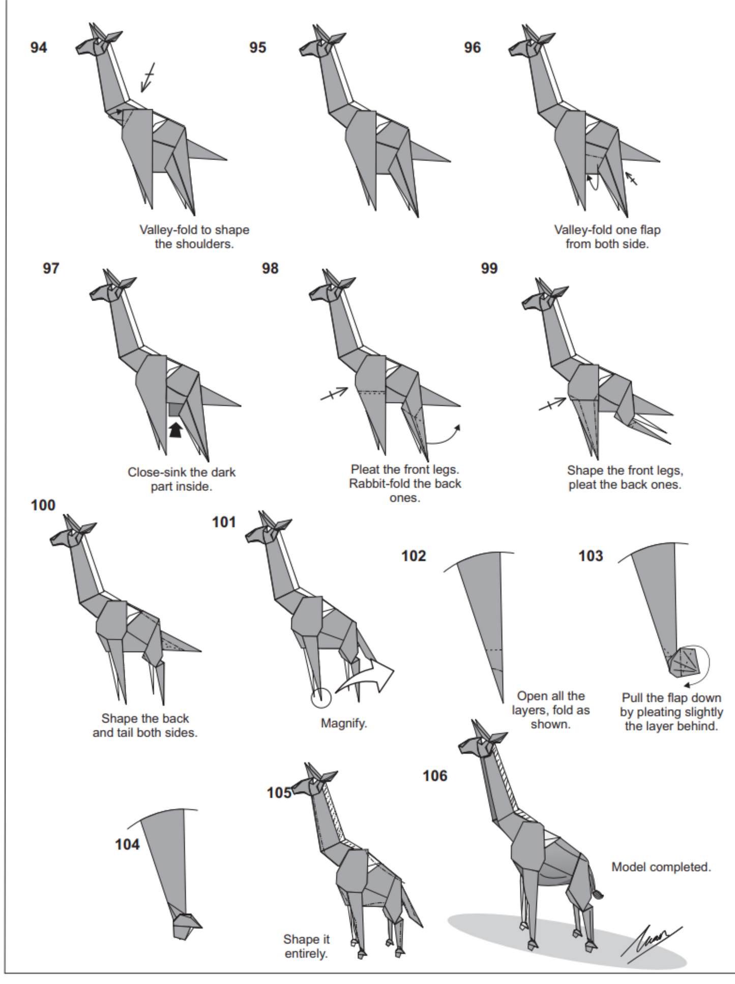 Origami Giraffe Diagram Instruction - Giraffe Origami Ebook