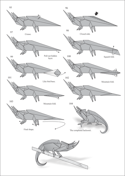 Origami Chameleon Instruction Diagram - Jackson's Chameleon Ebook