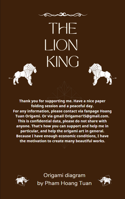 Origami Lion Instruction Diagram - The Lion King Ebook