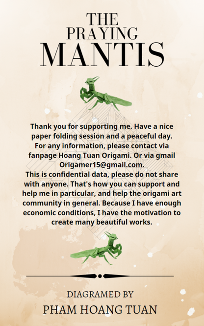 Origami Mantis Instruction Diagram - Praying Mantis Origami Ebook