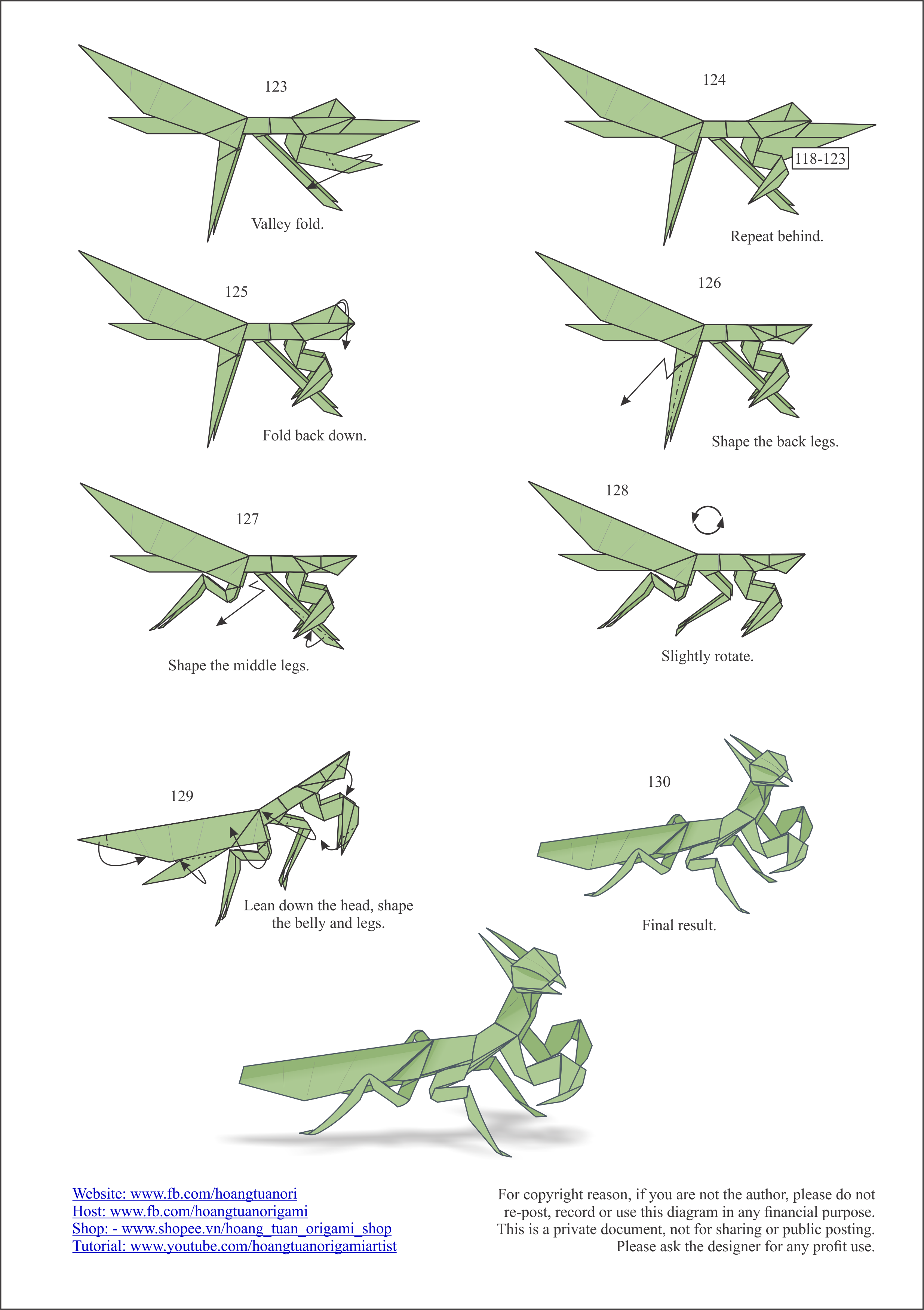 Origami Mantis Insect Origami Mantis Instruction Diagram - Praying Mantis Origami Ebook ...
