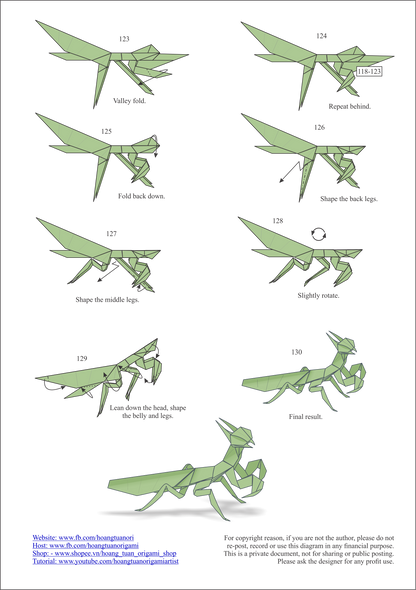 Origami Mantis Instruction Diagram - Praying Mantis Origami Ebook