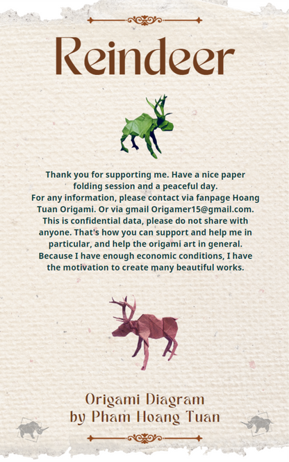 Origami Reindeer Instruction Diagram - Origami Deer Ebook